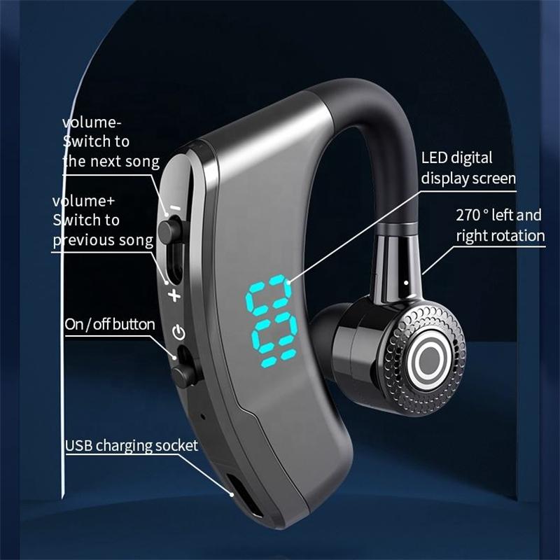 Wireless Bluetooth 5.2 Earphone Ear Hook Headset LED Display Business Headphones HiFi Stereo Waterproof Earbuds