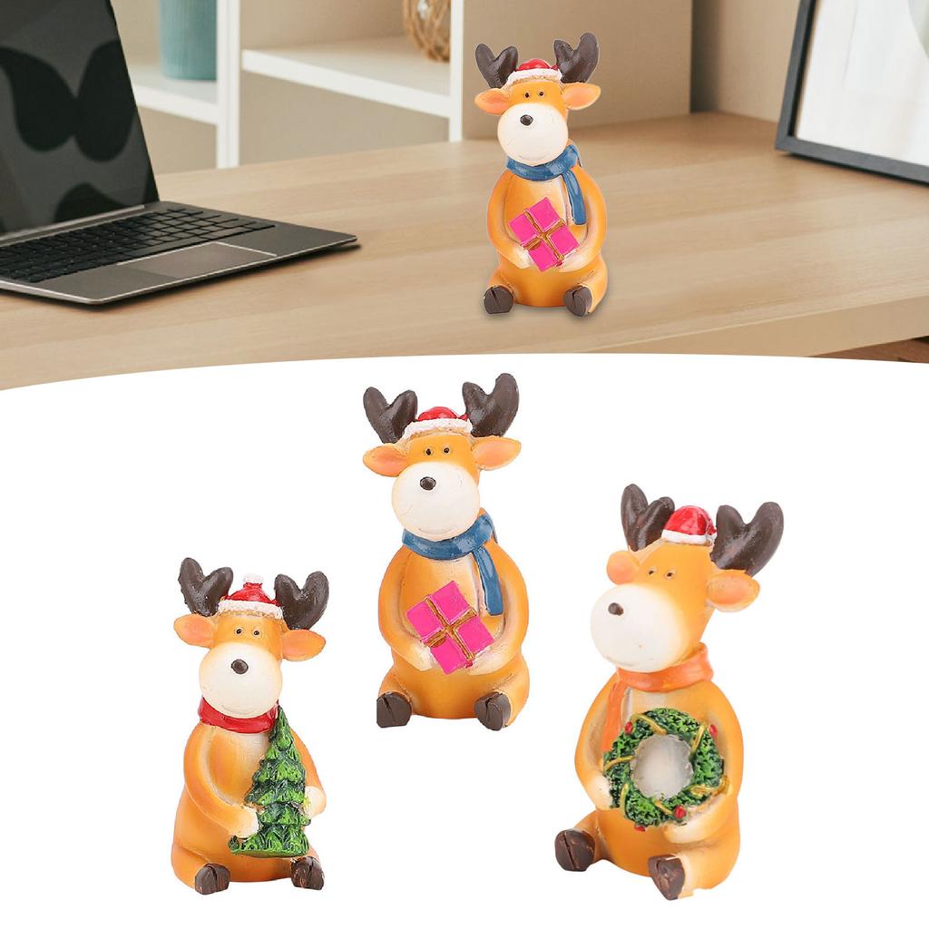 Рождественский олень, украшение из смолы, статуэтка, мультяшный милый лось, настольное украшение для рабочего стола