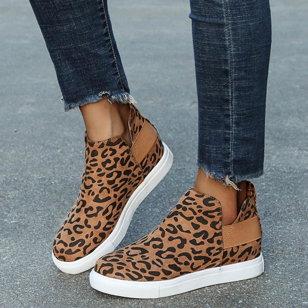 Casual Shoes Women's Autumn and Winter Flat Sports Shoes Low Top Leopard Print Camouflage Single Shoe Set