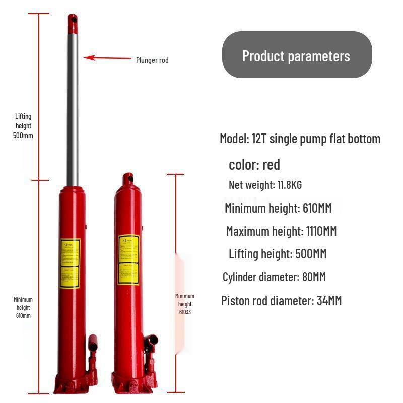 Крановый домкрат 5/8/12 тонн с длинным ходом и удлиненным цилиндром 8 тонн