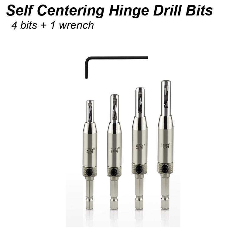 Автоматический набор центровочных сверл Самоцентрирующийся метчик для петель Сверло для сердцевины Пробойник для пилотных отверстий Деревообрабатывающий инструмент Замена для дверцы шкафа