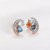 925 Sterling Silver Gemstone Earrings For Women Blue Topaz Lovely Ear Stud Birthday Gift Delicate Fine Jewelry Rose Gold Plated
