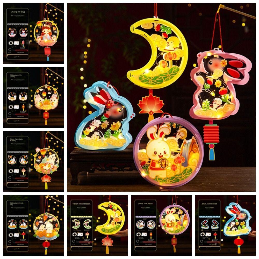 PVC Mid Autumn Rabbit Lantern Chinese Ancient Style Handheld Lantern  Women Children
