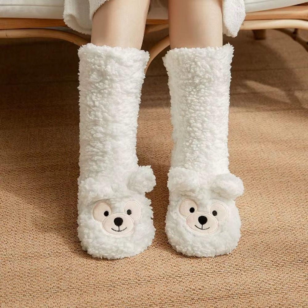 Thickened Thermal Socks Coral Fleece Leg Covers Warm Floor Socks  Christmas Gift