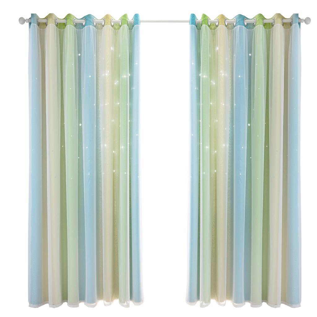 2 шт., занавеска с простым градиентом, ажурный звездный узор, двухслойная затемненная спальня, гостиная