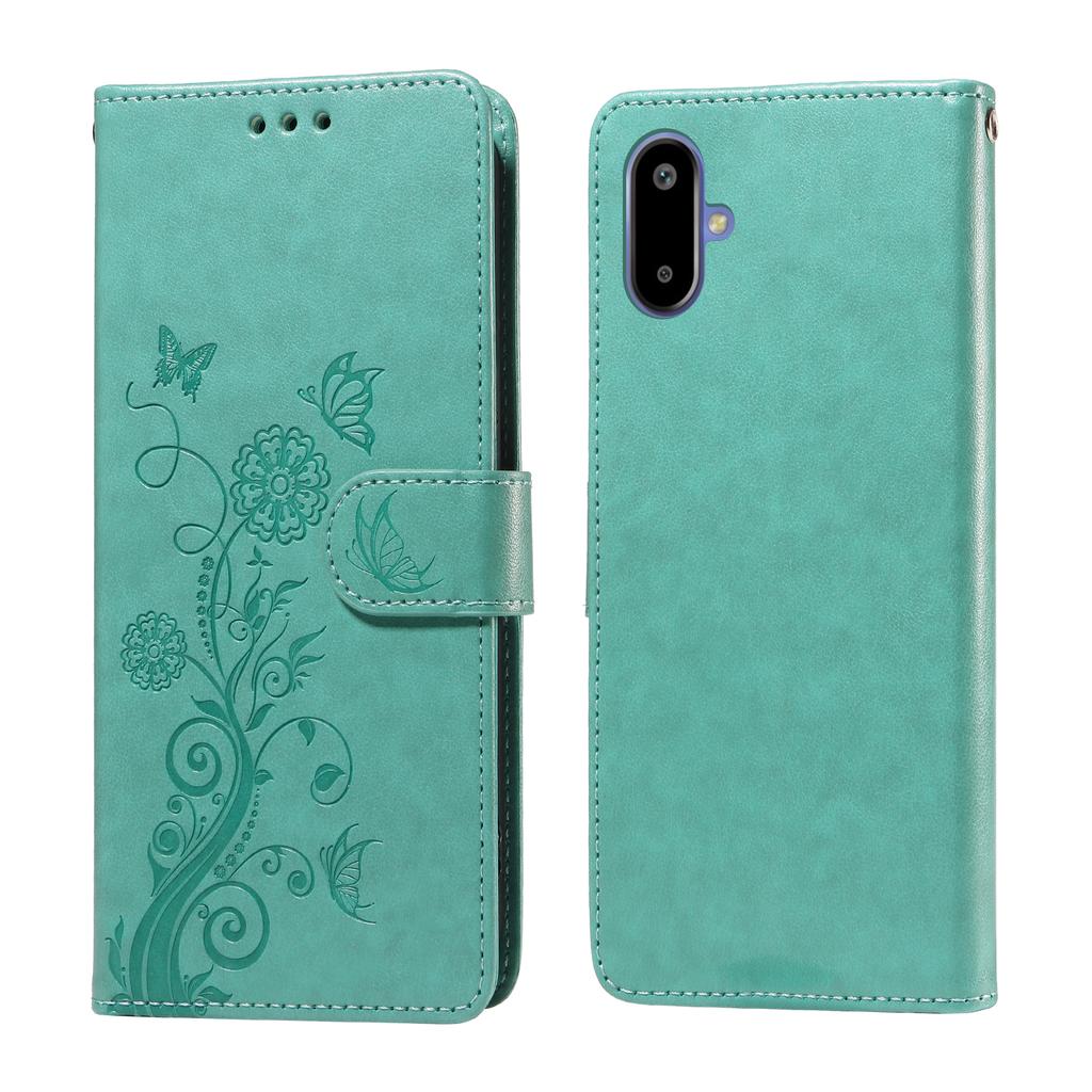 For Samsung Galaxy F06 5G Leather Case Butterfly Floral Imprint Wallet Stand Cover