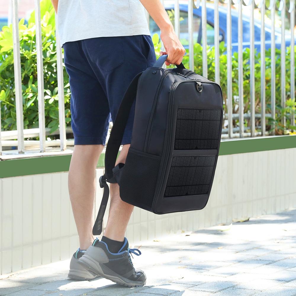 Solar Backpack with 14W Solar Panel Dual USB Port Waterproof Nylon Backpack for Outdoors