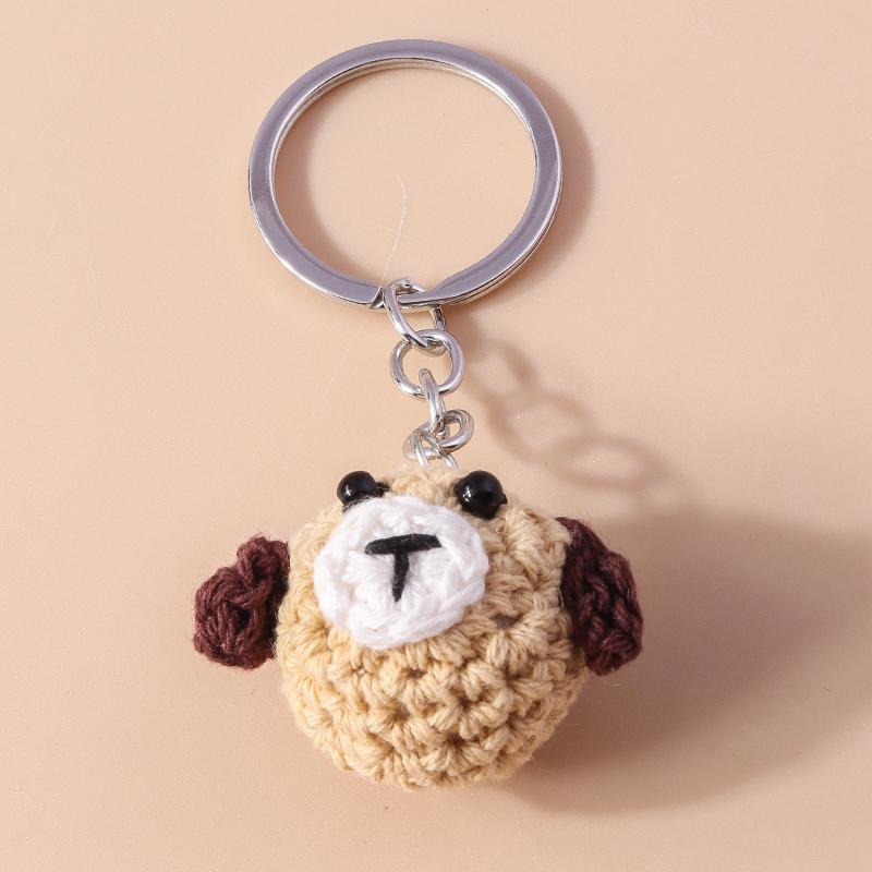Cute Handmade Knitted Animal Keychain Crocheted Frog Keyring Pendant Key Holder for Women Girls Handbag Charms DIY Jewelry Gifts