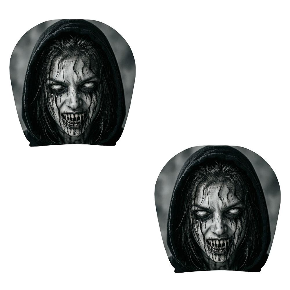 2Pcs Comfortable Halloween Car Headrest Cover Automotive Seat Headrest Cover All Seasons Use