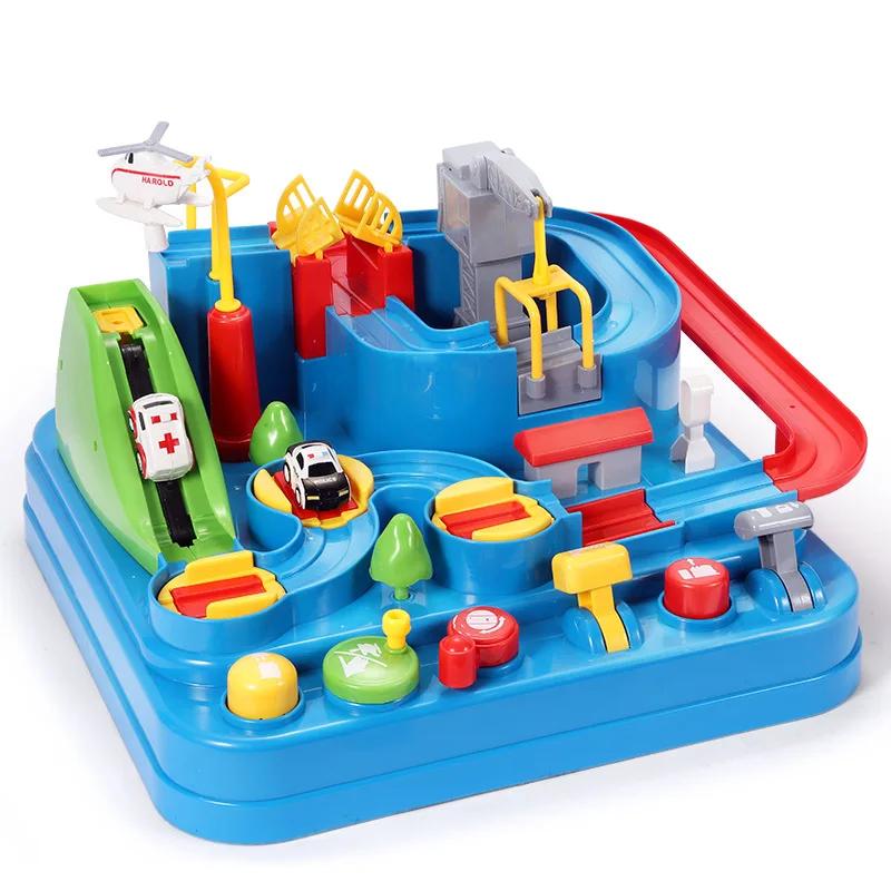 Модель гоночного железнодорожного вагона, развивающие игрушки, детский трек, приключенческая игра, мозг, механический интерактивный поезд, животные, космическая ракета, игрушка