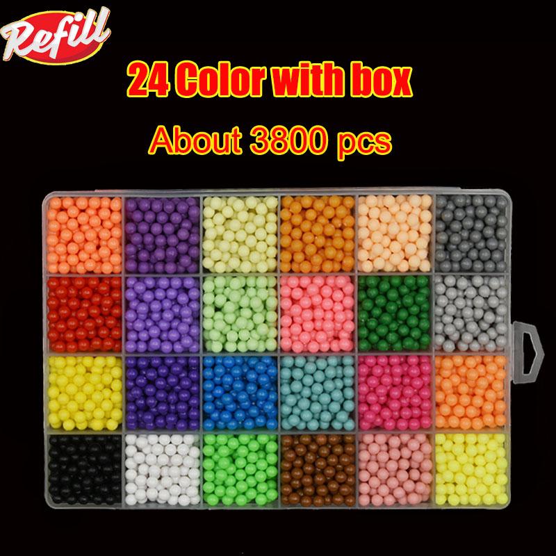 Fuse Beads Kit 3800 Pcs Beads in 24 Colors Unlimited Creativity Starter Kit Magic Mist Beads Children's Puzzle DIY Toys Gifts