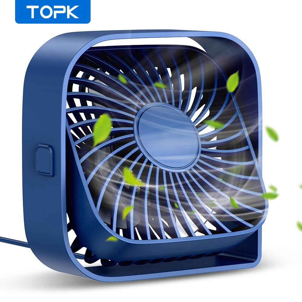 TOPK USB Настольный вентилятор, Мини-вентилятор портативный, 3 скорости Настольный охлаждающий вентилятор, Тихие персональные маленькие вентиляторы для комнаты, дома, рабочего стола, офиса