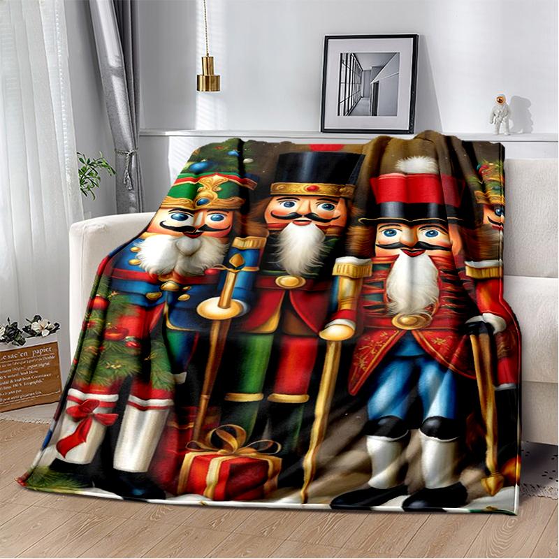 Cartoon Merry Christmas Gift The Nutcracker Doll Happy New Year Soft Flannel Blanket for Beds Bedroom Sofa Picnic,Throw Blanket