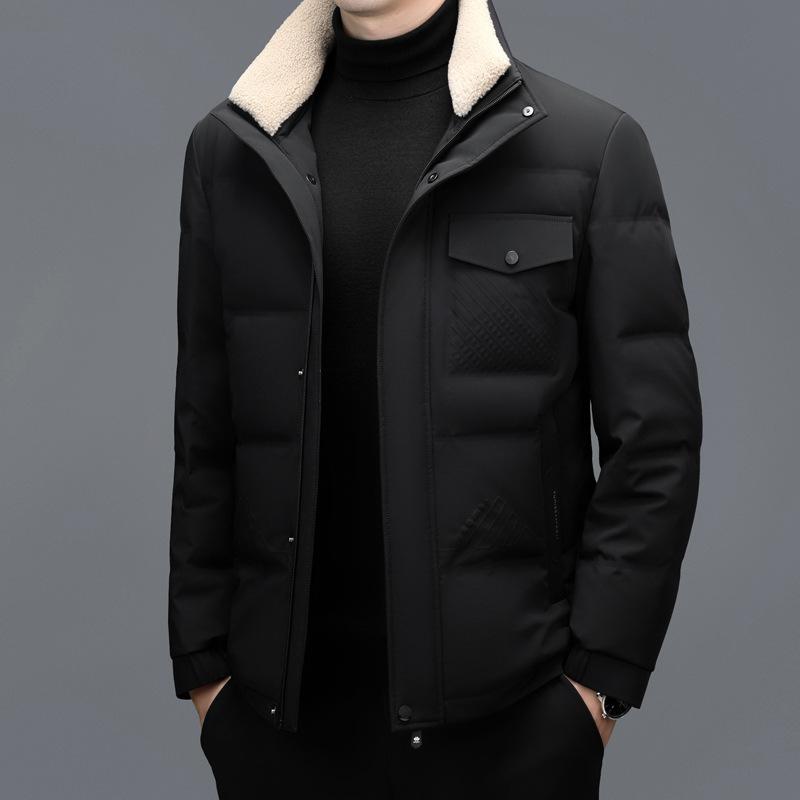 Зимняя утолщенная теплая пуховая куртка для мужчин среднего возраста, средняя и длинная съемная шапка, новая повседневная мужская куртка