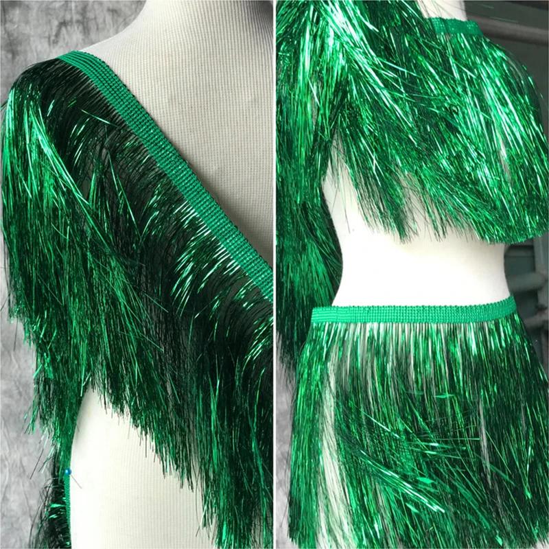 1.1 Yards Laser Shiny Tassel Fringe Trim Lace Ribbon Tassels Christmas Decor Curtains Latin Dance Dresses Skirt Fringes Sewing