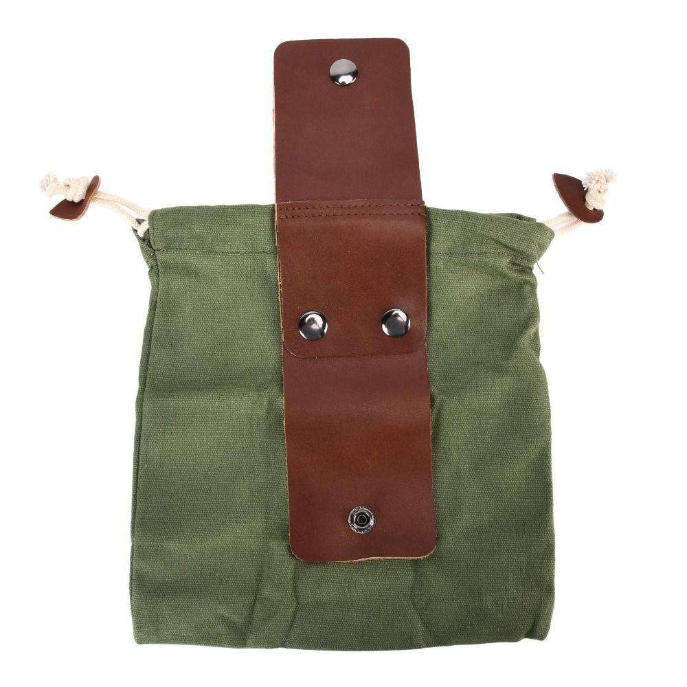 Leather Trim Foraging Bag Canvas Outdoor Pouch Bag Portable Foraging Pouch Mushroom Foraging