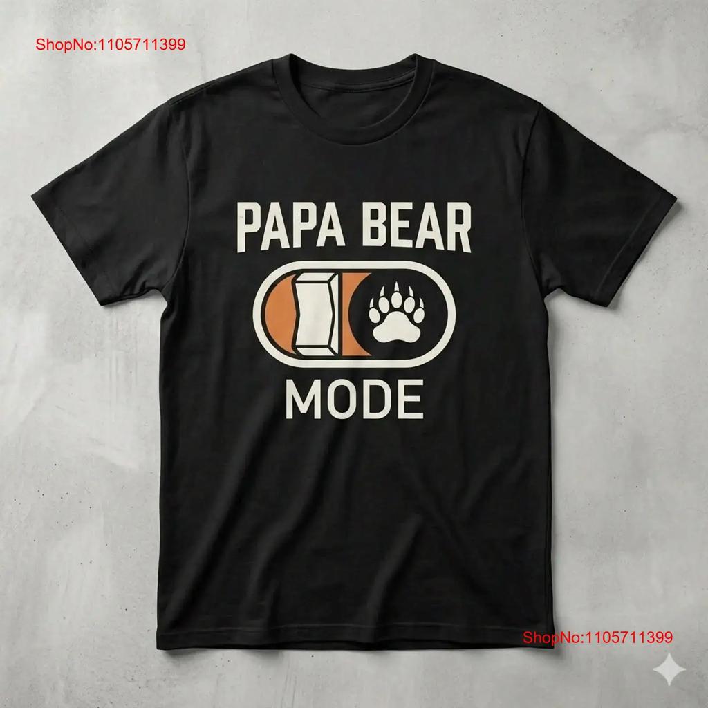 Papa Bear Mode T Shirt Father S Day For Protective Dad Long Or Short Sleeves Vintage Washed Top For Everyday Wear