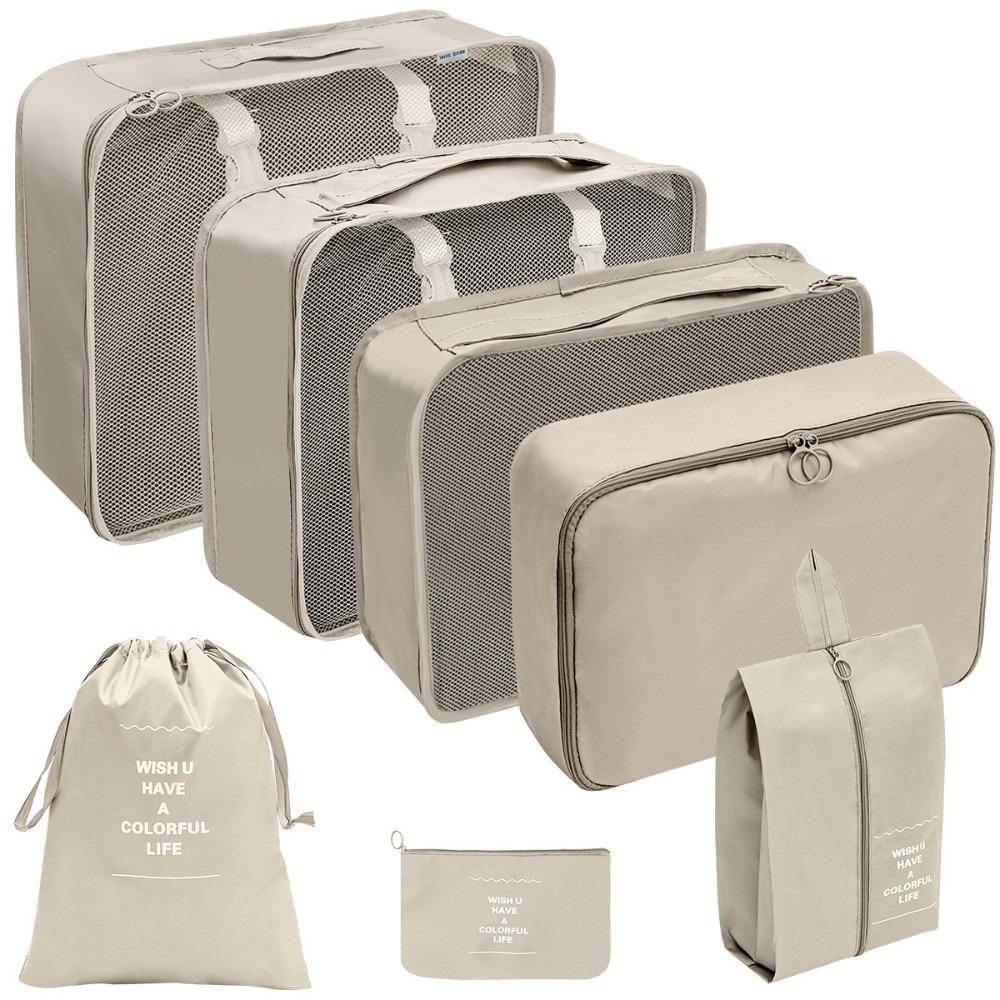 7Pcs/Set Large Capacity Suitcase Packing Cubes Set Folding Clothes Shoe Tidy Pouch Wardrobe