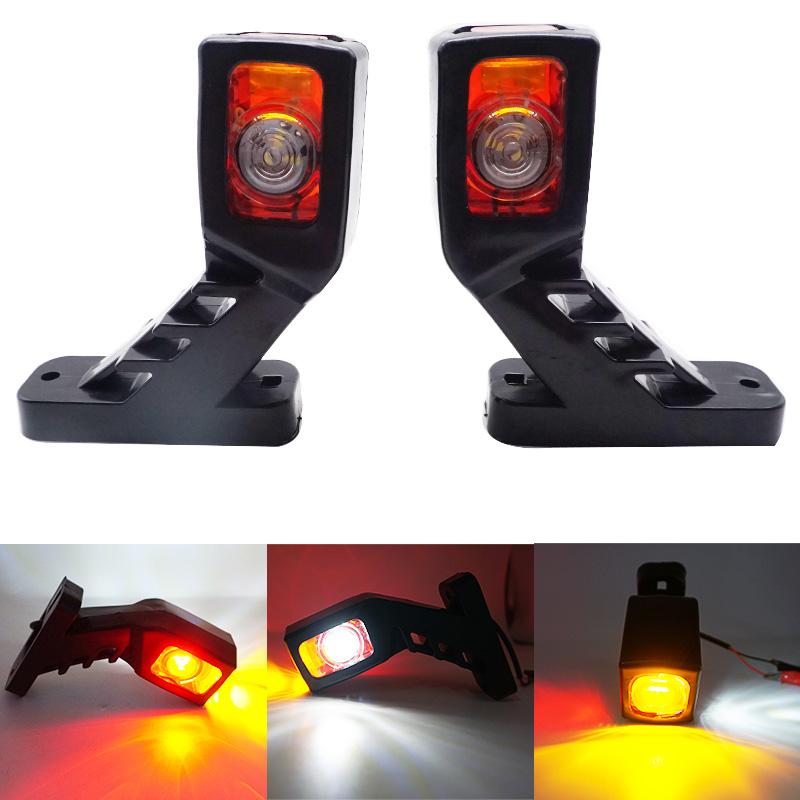JVISUAL 3 Faces White Red Yellow 12/24V LED Side Marker Light Tail Light For Trailer Truck Van Lorry Indicator Lamp Truck Lamp