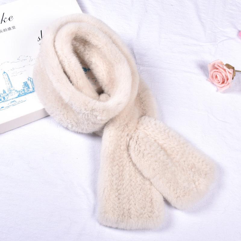 Real Mink Fur Knit Scarf for Women Winter Warm Fur Shawls Colorful Shoulder Warmer Long Mixed Hand-made Neck Warm Scarf