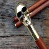 Walking Stick with Skull Head Handle, Antique Wooden Walking Stick