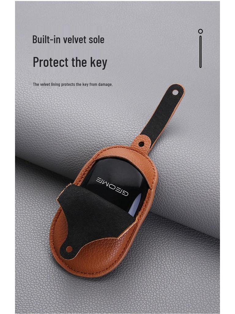 Geely Key Case Genuine Leather for Xingyue, Boyue, Galaxy, Xingyuan, Emgrand, Xingrui, Bin Yue, ICON, Bin Rui with Buckle