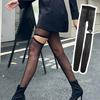 1Pair Tights Personality Female Stockings Girl High Pantyhose Asymmetry Leggings Hollow Out Nylon Vertical Line