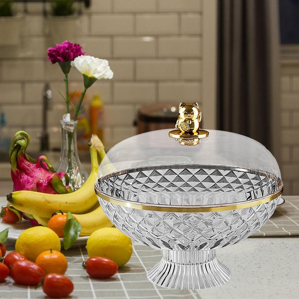 Фруктовая корзина-подставка с крышкой 21x25,8 см Декоративный поднос для хранения Сливной дизайн для семейных посиделок Легкий