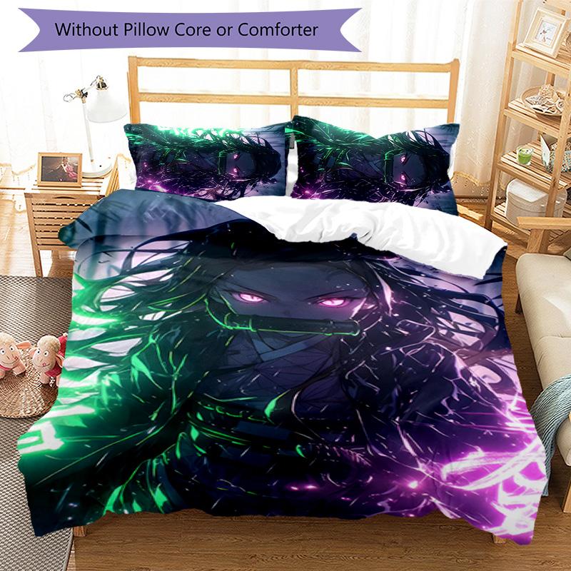 3pcs nezouko6 Design Cover Set - HD Printed Bedding with 1 Cover and 2 Pillowcases - Perfect for Home and Dorm Decor