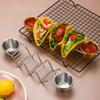 Stainless Steel Taco Holder Set Taco Shell Holder Stand with 2 Sauce Cups Taco Stand Hold 3 Tortillas Kitchen Gadget