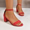 New Plus Size Open Toe Buckle Sandals Summer New Fashion Versatile Round Toe Open Toe Square Heel Pump Shoes