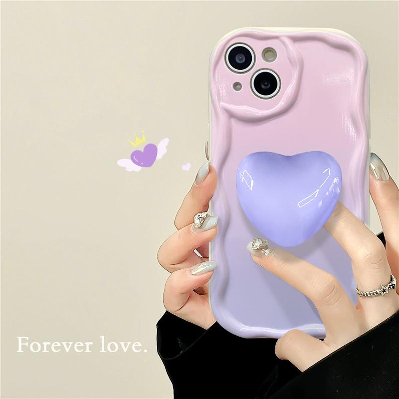 Applicable To Apple 14 Mobile Phone Case IPhone 13pro Simple Gradient Love Stand 11/12mini Full Cover Anti-fall