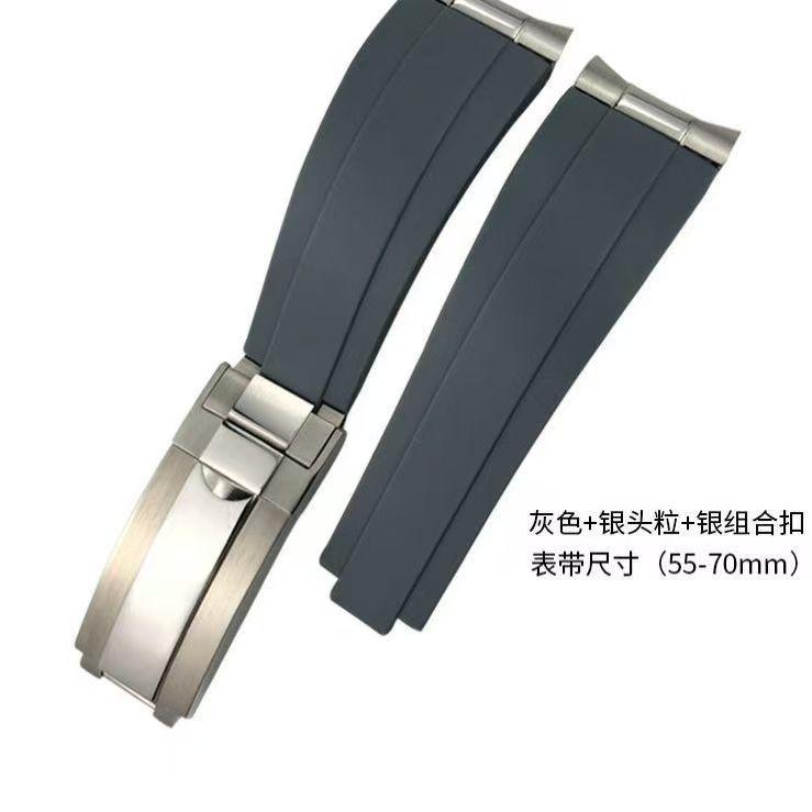 20mm Metal Link Curved End Rubber Watchband For Rolex Submariner DAYTONA Yacht-Master GMT Strap Silicone Bracelets