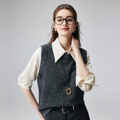 Женский жилет из 100% кашемира, рубчик