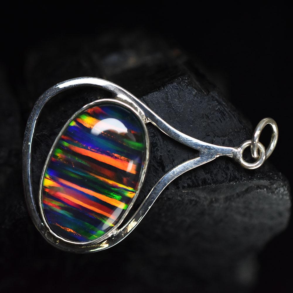 Extremely Rare 30.55 Ct Natural CERTIFIED Oval Opal 925 Sterling Silver Pendant