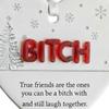 Funny Friendship Christmas Ornament Heart-Shaped Hanging Decoration for Xmas Tree Decor Humorous Gift for Friends
