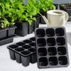 12 Hole Black Plastic Seedling Tray for Plants Nursery Garden Seed Starter Pots Planting Trays for Vegetables Flowers
