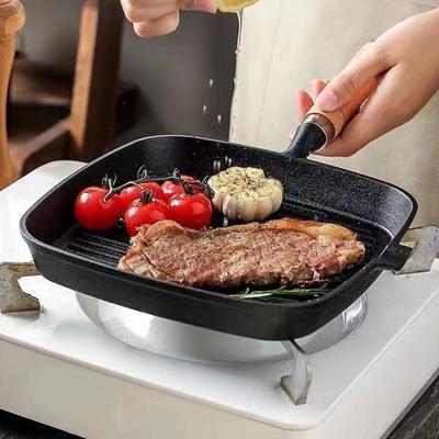 Бытовая сковорода для стейков, специально для жарки стейков, чугунная полоска, без покрытия, утолщенная, без пятен, индукционная плита для стейков
