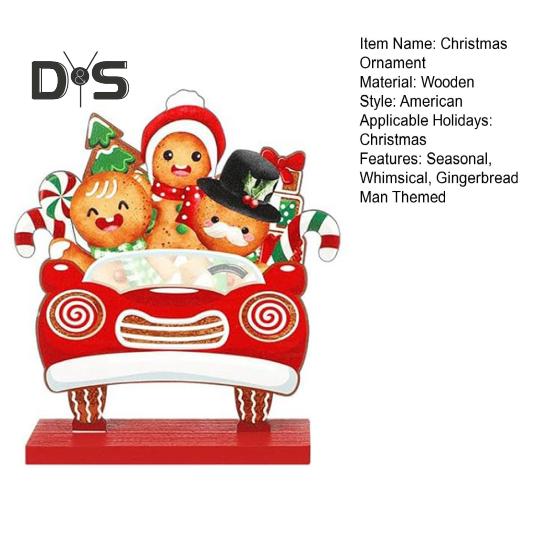 Рождественский деревянный орнамент, настольный знак в виде пряничного человечка, праздничный центральный элемент, украшение в виде пряничного человечка для декора стола на рождественскую вечеринку