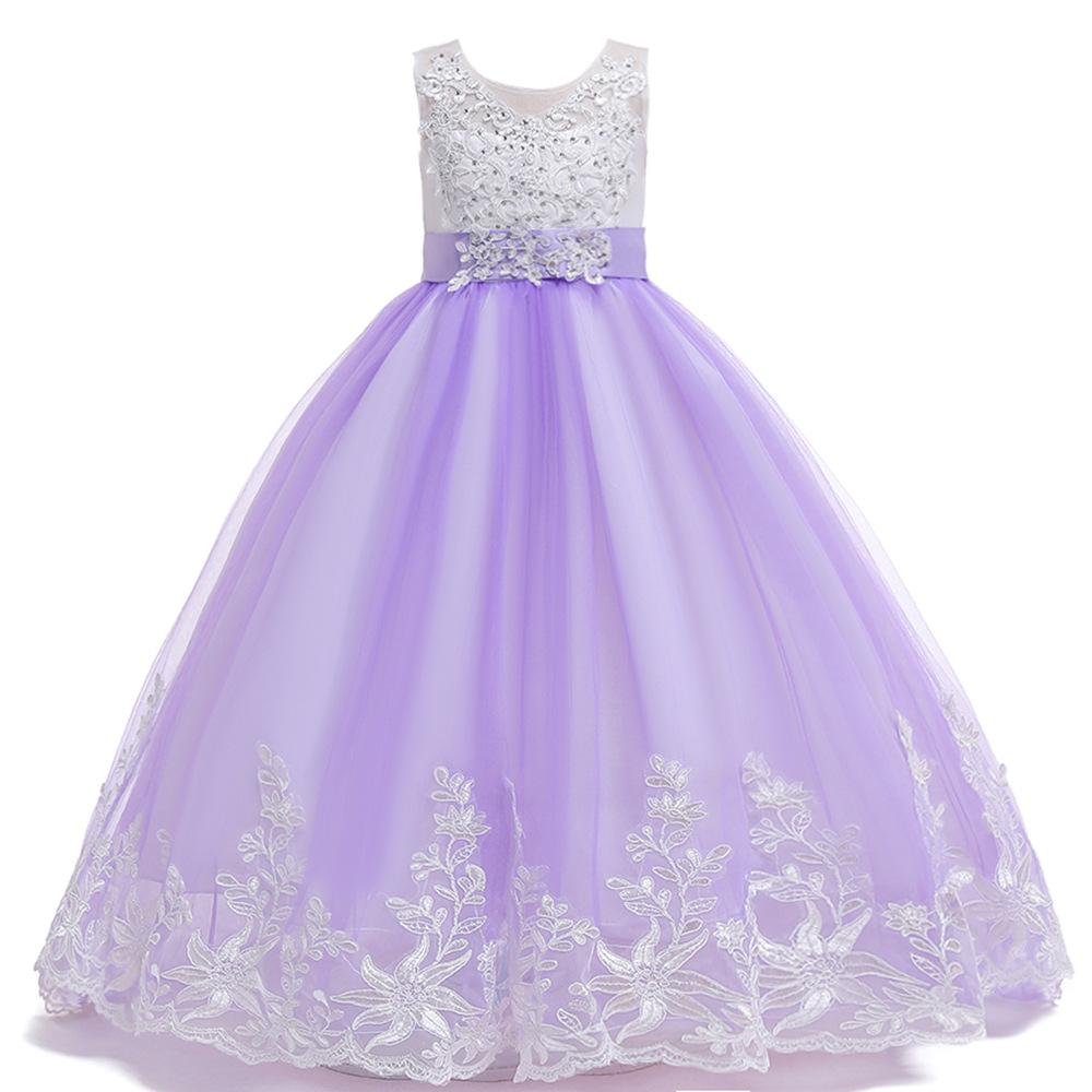 2024 Кружевные длинные платья для выпускного вечера для девочек, детские платья подружки невесты для девочек-подростков, праздничное платье для девочек, детское вечернее платье принцессы, официальное свадебное платье