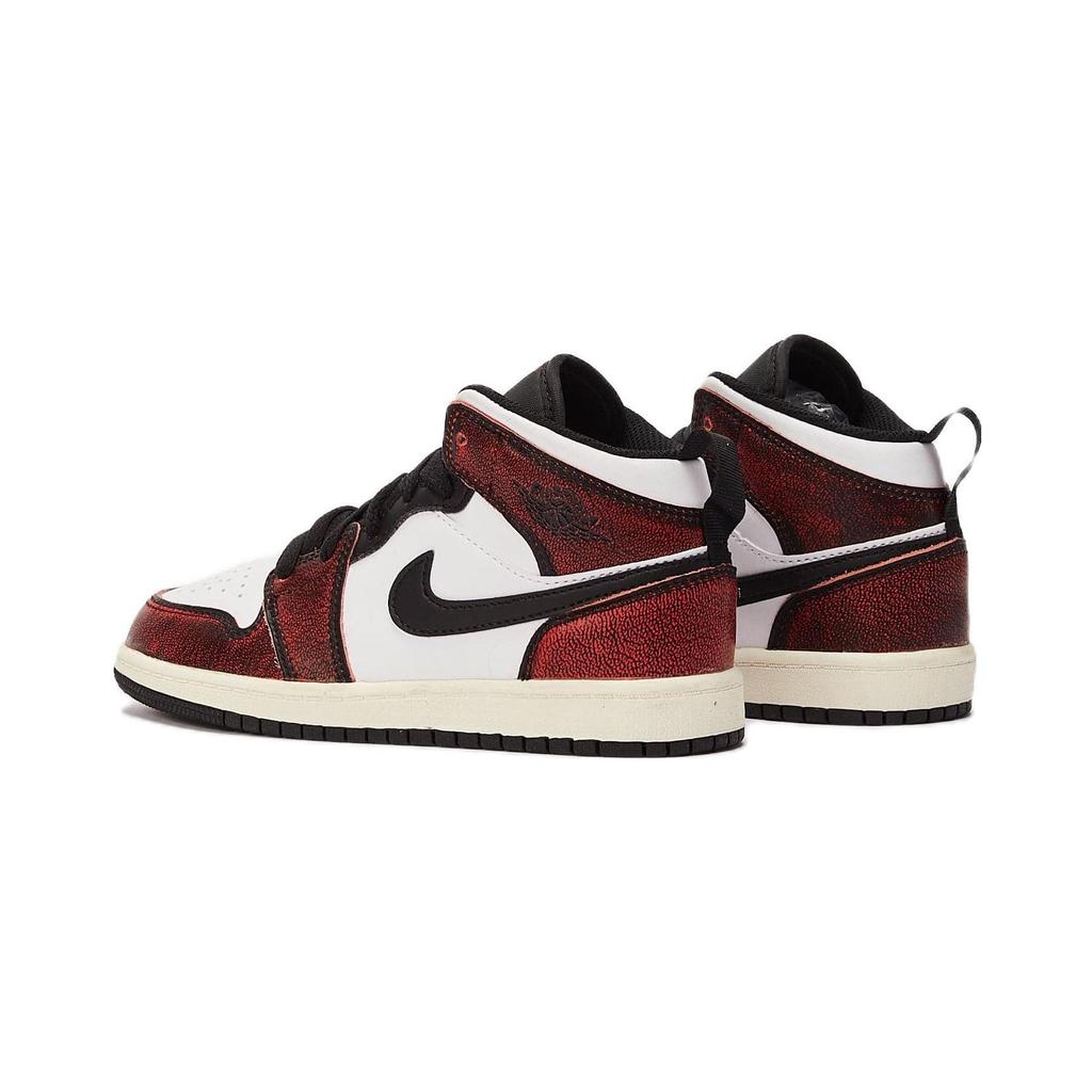 Детские кроссовки Air Jordan 1 Mid SE PS Wear-Away Black White Sail FB0567-006