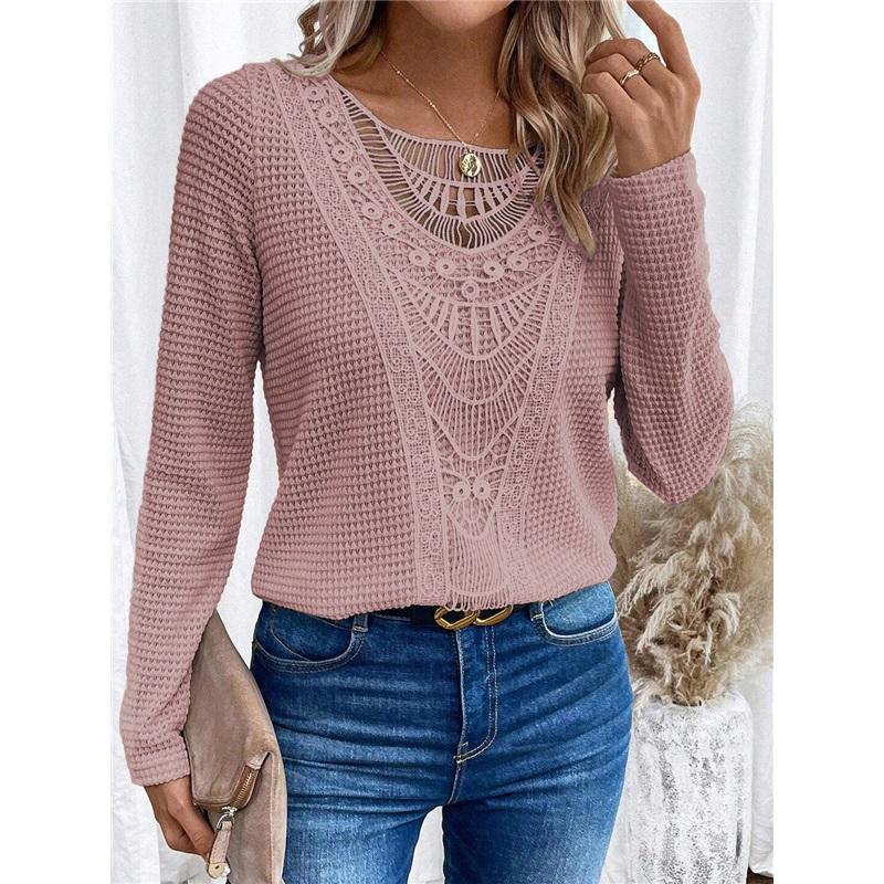 Кружевная футболка с длинным рукавом
