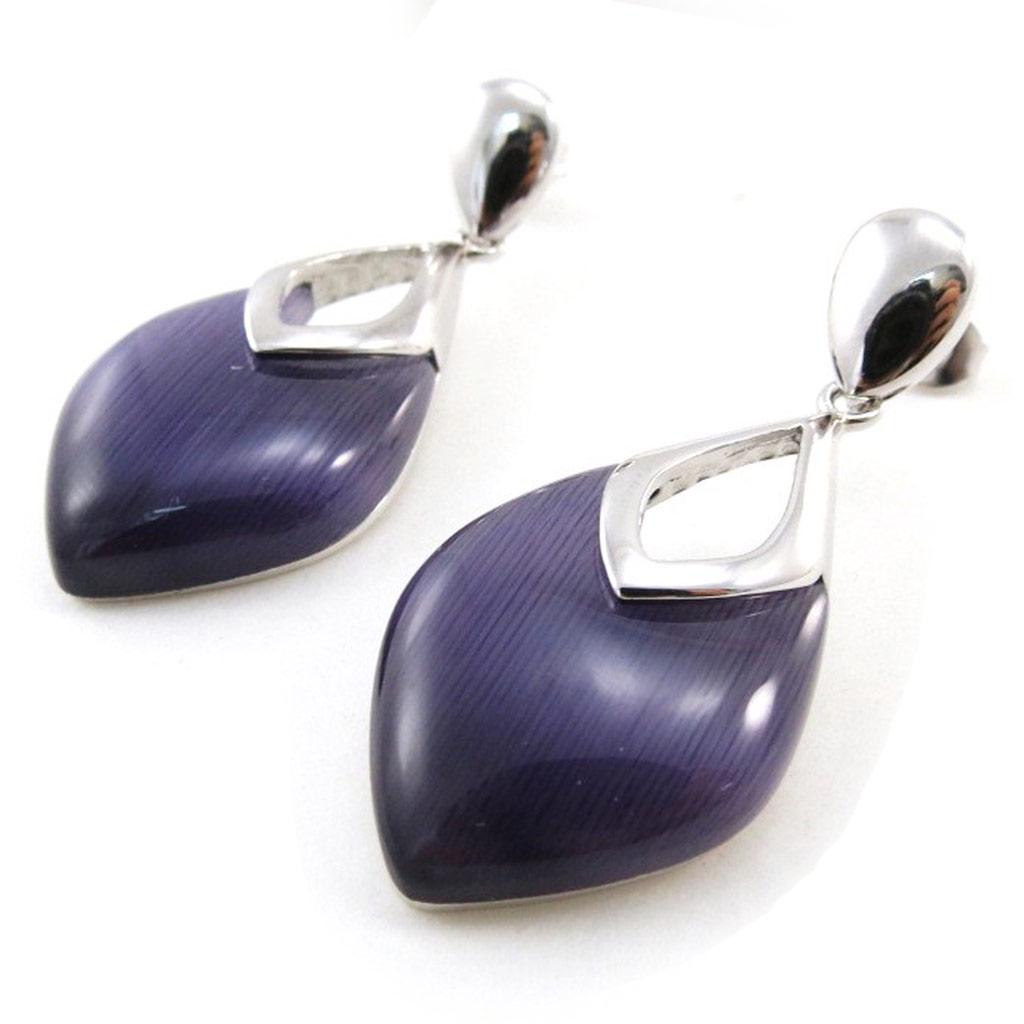 Les Trésors De Lily [J0178] - Серебряные серьги «Рут» с аметистом «кошачий глаз»