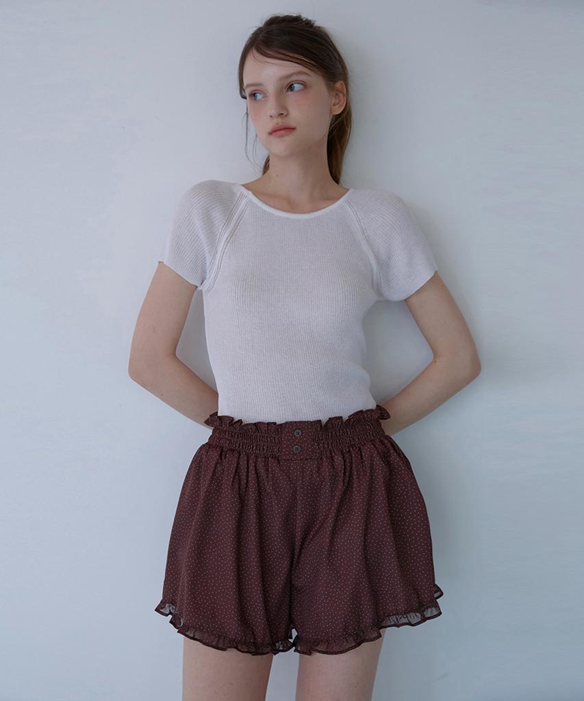 ODER Ruffle Dot Shorts - Brown