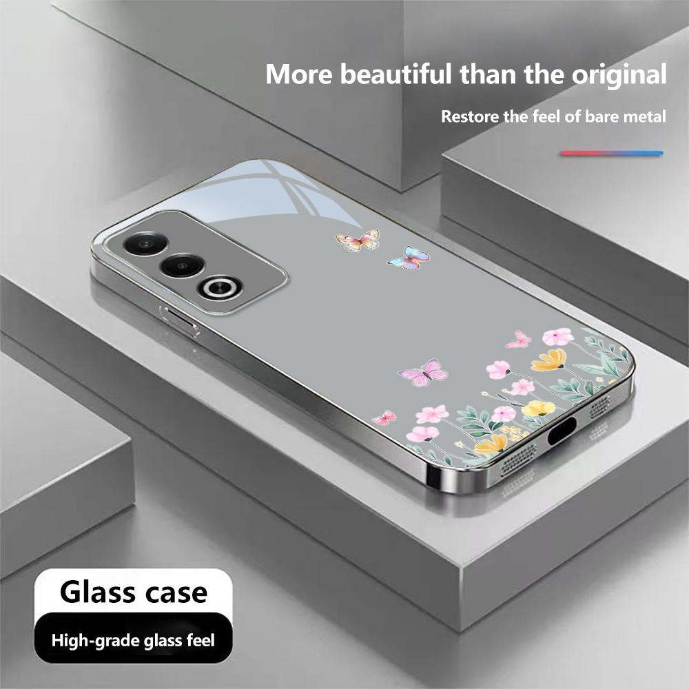 Чехол для телефона N180 Little Fresh Flower Butterfly для iPhone 16 15 Pro Max Samsung S24 S23 A54 A35 Redmi Note 13 12 Pro с покрытием из закаленного стекла