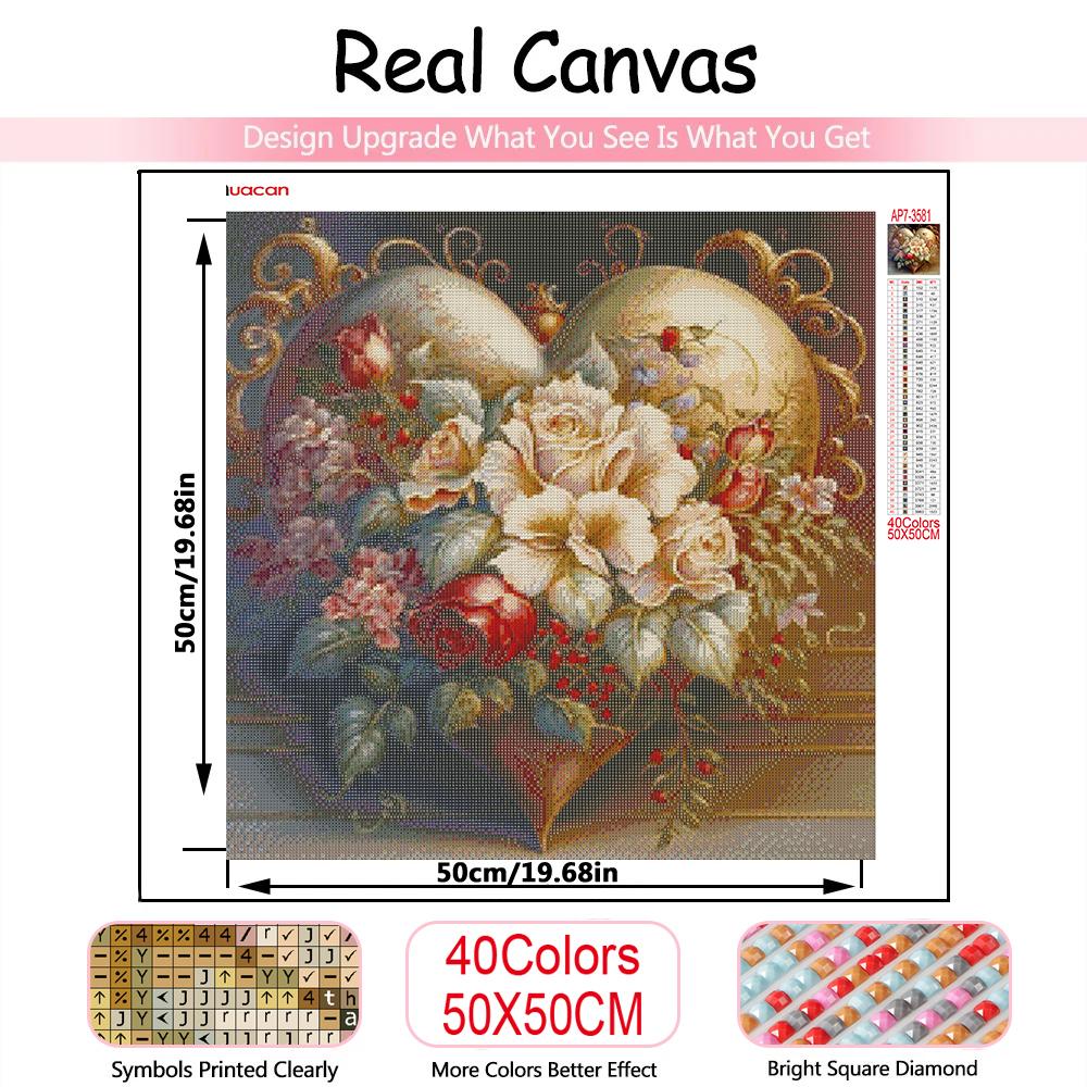 Diy Алмазная картина Сердце Цветок Домашний декор Полный квадрат Круглая вышивка Мозаика Фэнтези Пейзаж Настенное искусство