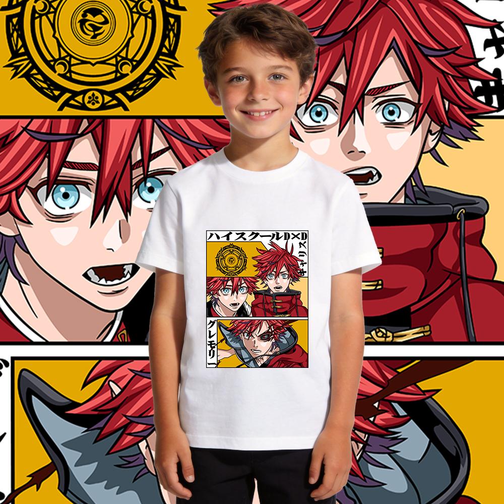 High School Dxd Garith Gremory Anime Print Cotton T Shirt Boys Girls Casual Soft Breathable Short Sleeve Kids Top