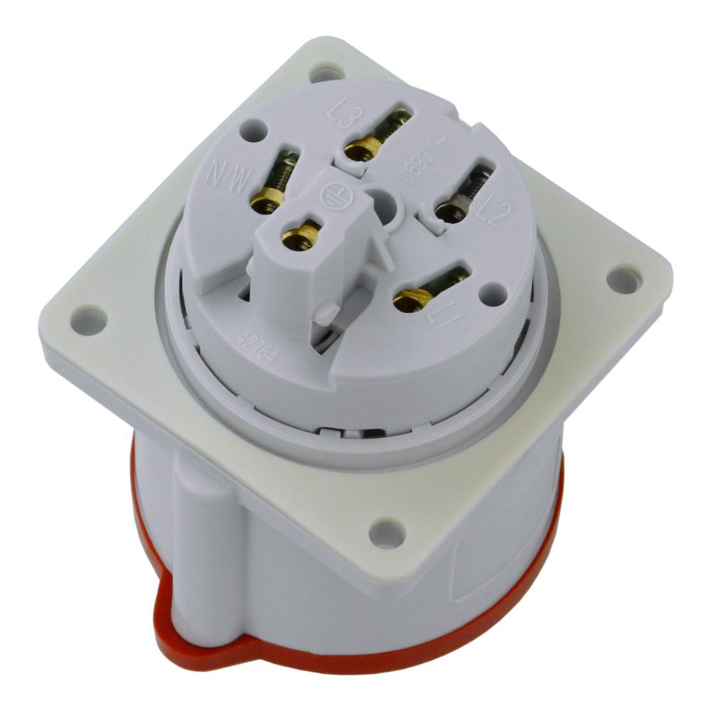 Straight Power Socket 32A 5P 400V Ip44 3P+N+Z Red