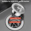 Stainless Steel Sink Drain Strainer Quick Drainage Anti-Clogging Food Catcher Basket Universal Press-Type Filter Sink Plugs for Kitchen