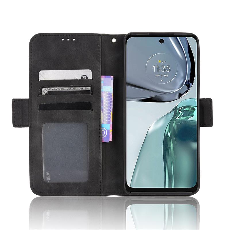 Кожаный чехол-книжка Motorola G62 5G с отделениями для карт